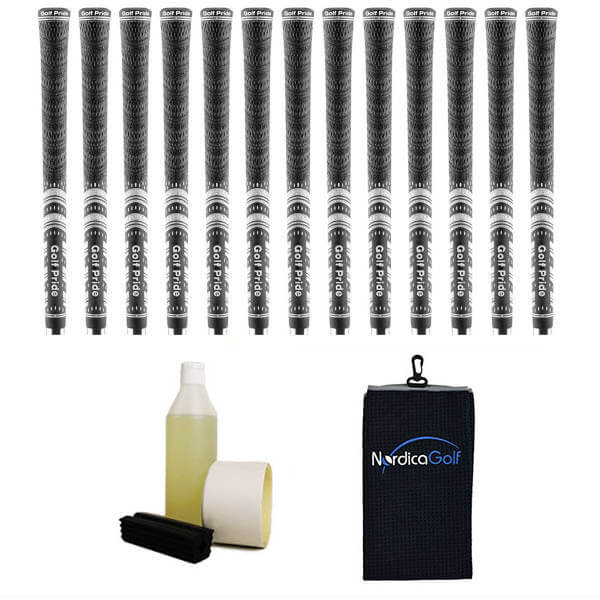 Golf Pride New Decade MultiCompound MCC Midsize Black Grip kit - 13 grips, clamp, solvent, tape, towel