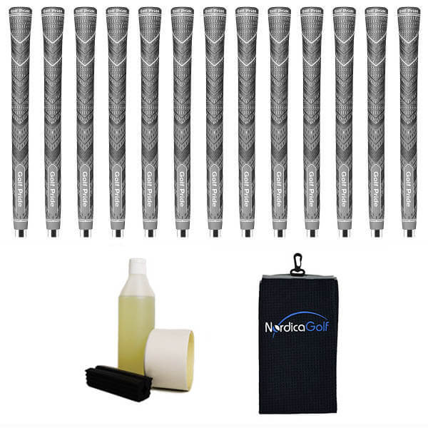 Golf Pride New Decade MultiCompound MCC Plus4 Grey Grip kit - 13 grips, clamp, solvent, tape, towel