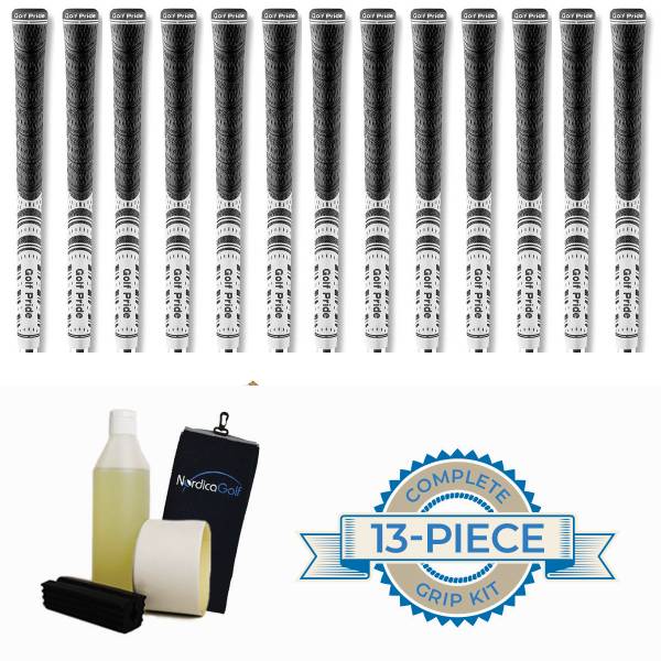 Golf Pride New Decade MultiCompound MCC Black/White Grip kit - 13 grips, clamp, solvent, tape, towel